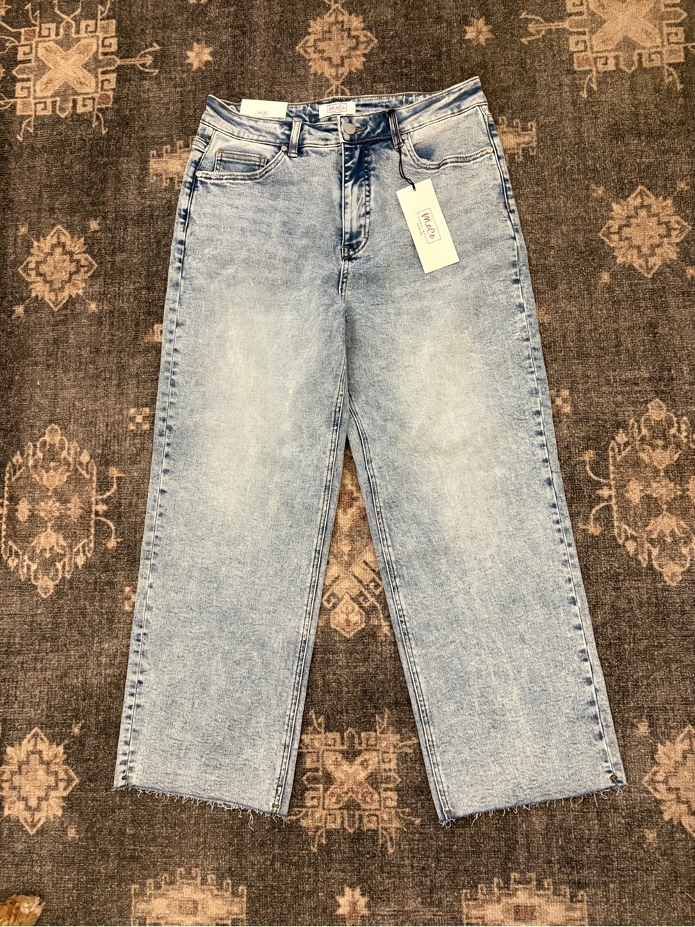 Light Wash Straight Crop Jeans